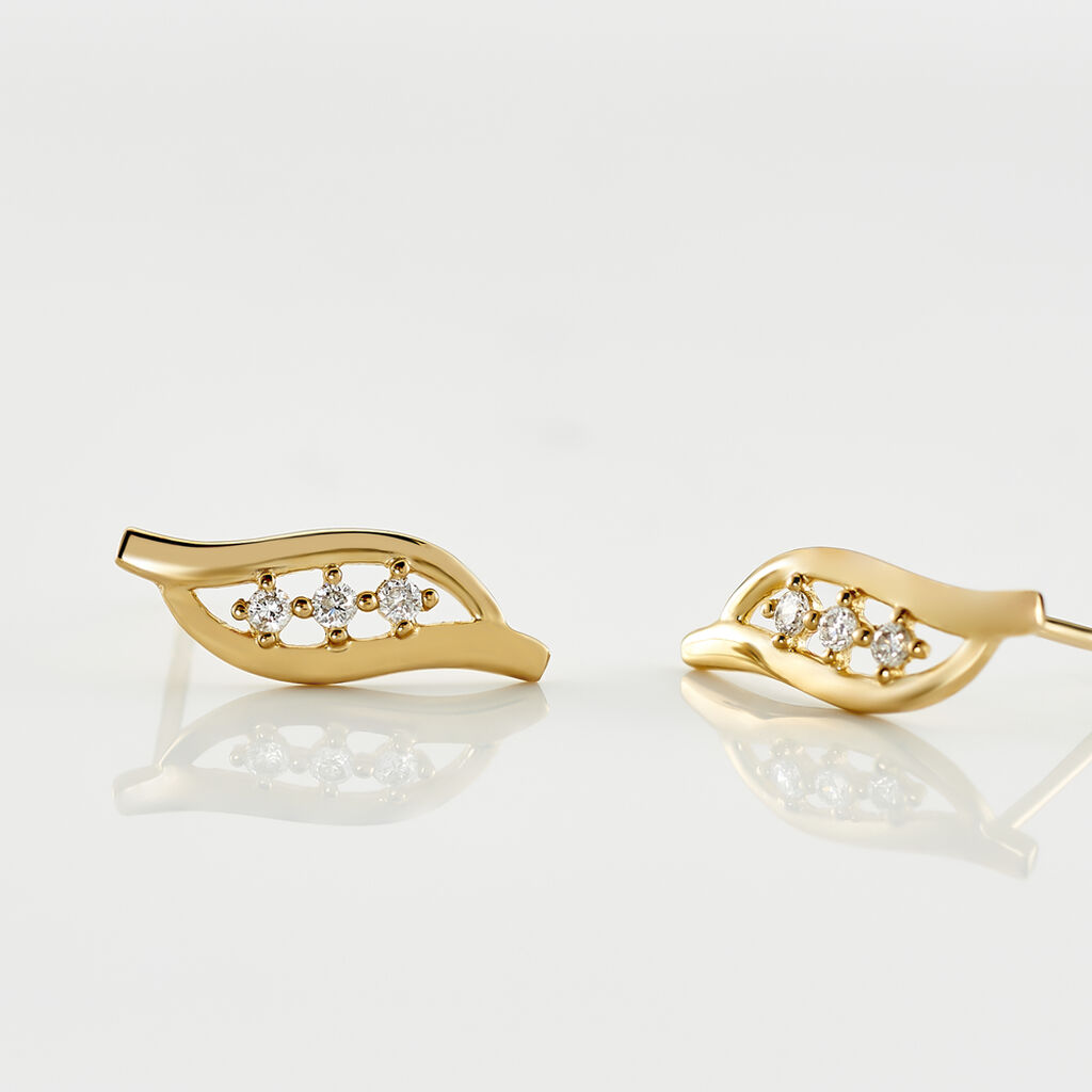 Boucles D'oreilles Puces Caline Or Jaune Diamant - Clous d'oreilles Femme | Histoire d&rsquo;Or