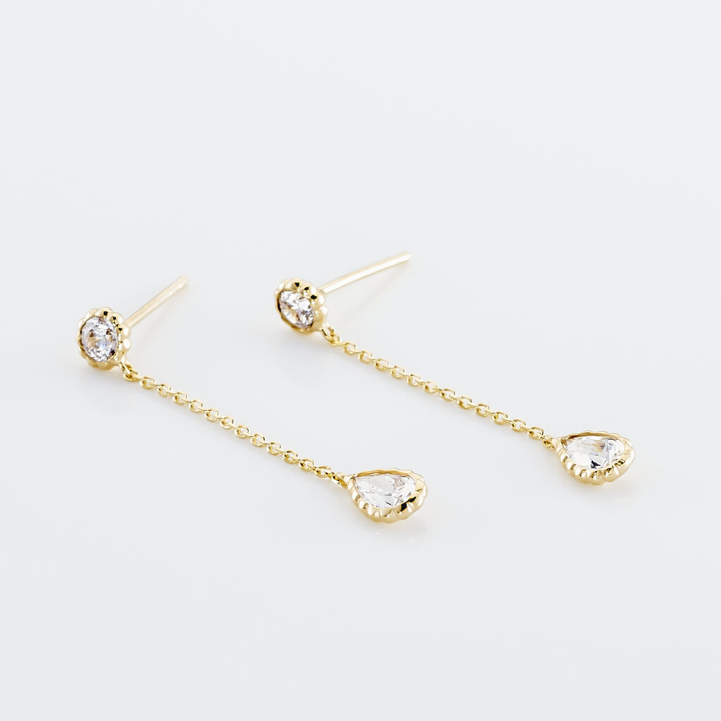 Boucles D'oreilles Pendantes Kadidja Or Jaune Oxyde De Zirconium - Boucles d'oreilles pendantes Femme | Histoire d&rsquo;Or