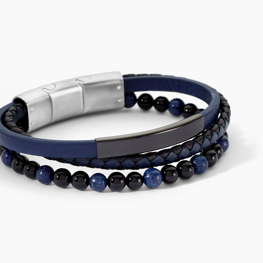 Bracelet Jourdan Hercule Cuir Multicolore Onyx Lapis Lazuli - Bracelets Homme | Histoire d’Or