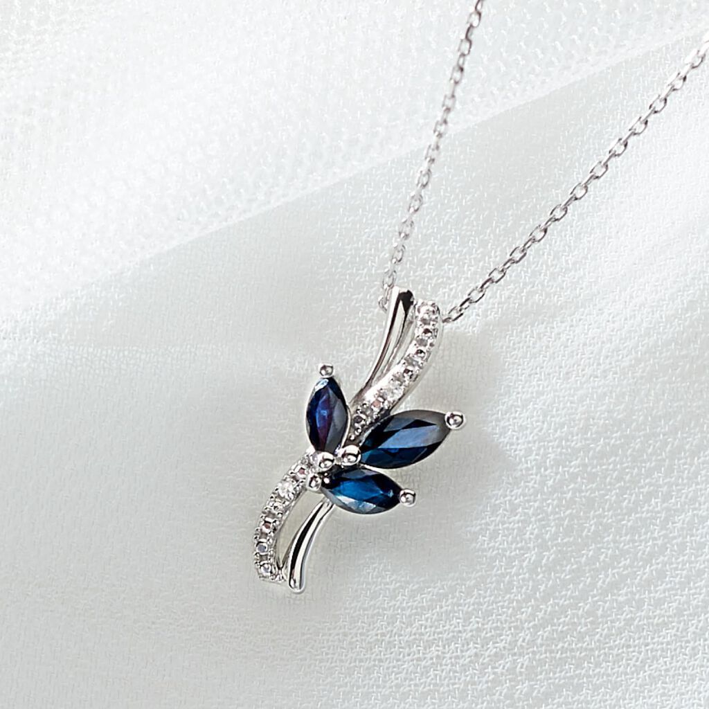 Collier Angie Or Blanc Saphir Diamant - Colliers Femme | Histoire d’Or