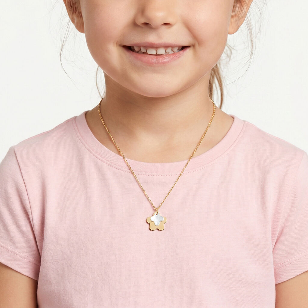 Collier Cleomelia Fleur Or Jaune - Bijoux sans pierre Enfant | Histoire d&rsquo;Or