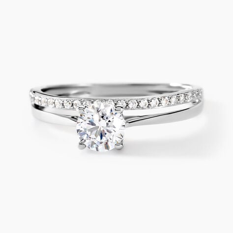 Bague Solitaire Anatoline Or Blanc Oxyde De Zirconium - Bagues solitaires Femme | Histoire d&rsquo;Or