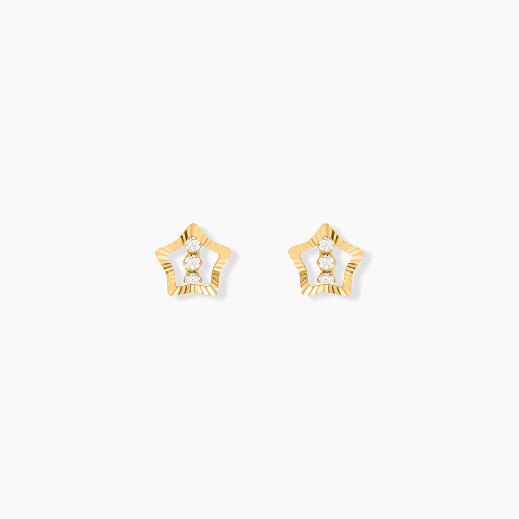 Boucles D'oreilles Puces Elais Etoile 5 Or Jaune Oxyde - Clous d'oreilles Femme | Histoire d’Or