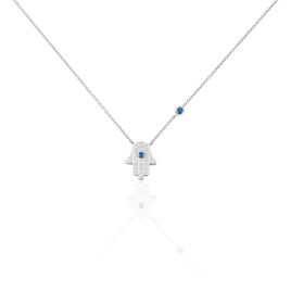 Collier Symbolique Argent Blanc Oxyde De Zirconium - Colliers Main de Fatma Femme | Histoire d’Or