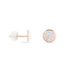 Boucles D'oreilles Puces Edmee Cercle 0 Or Rose Strass - Clous d'oreilles Femme | Histoire d&rsquo;Or
