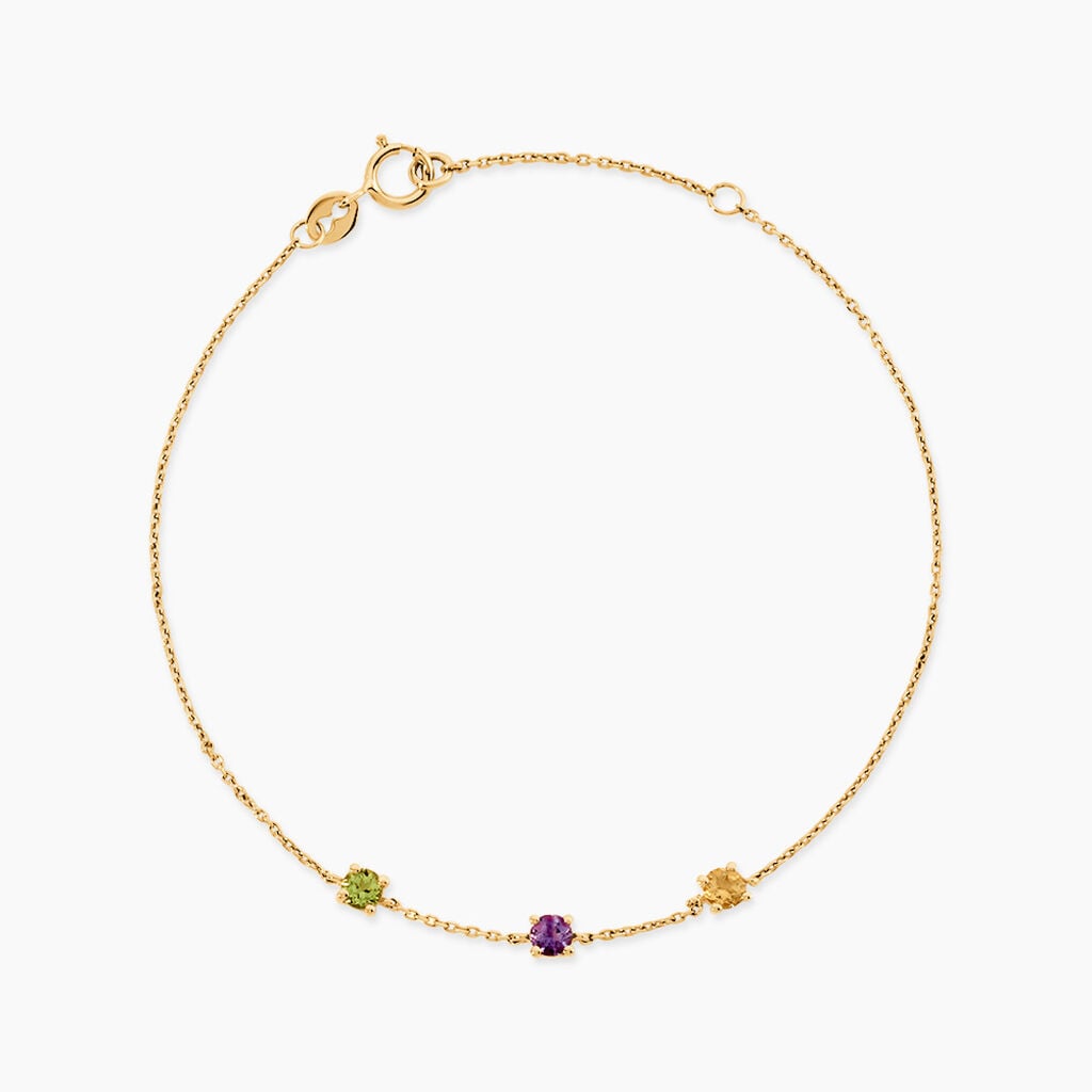 Bracelet Prisme Or Jaune P&eacute;ridot Am&eacute;thyste Citrine - F&ecirc;te des m&egrave;res Femme | Histoire d&rsquo;Or