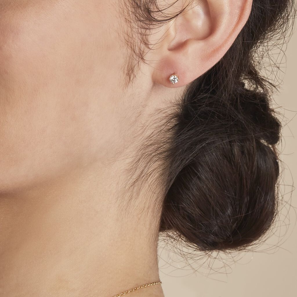Boucles D'oreilles Puces Or Jaune Victoria Diamants - Clous d'oreilles Femme | Histoire d’Or