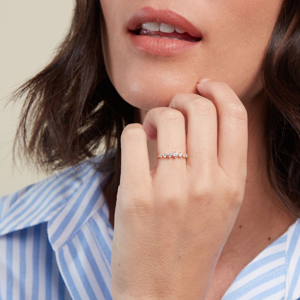 Bague Or Jaune Sunday Oxyde De Zirconium - Bagues avec pierre Femme | Histoire d’Or