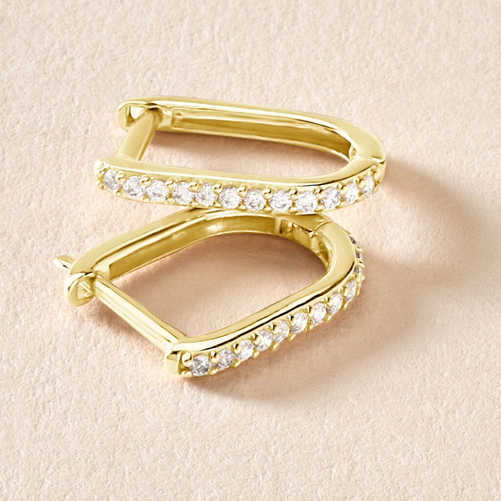 Créoles Graphic Lines Or Jaune Oxyde De Zirconium - Boucles d'oreilles créoles Femme | Histoire d’Or