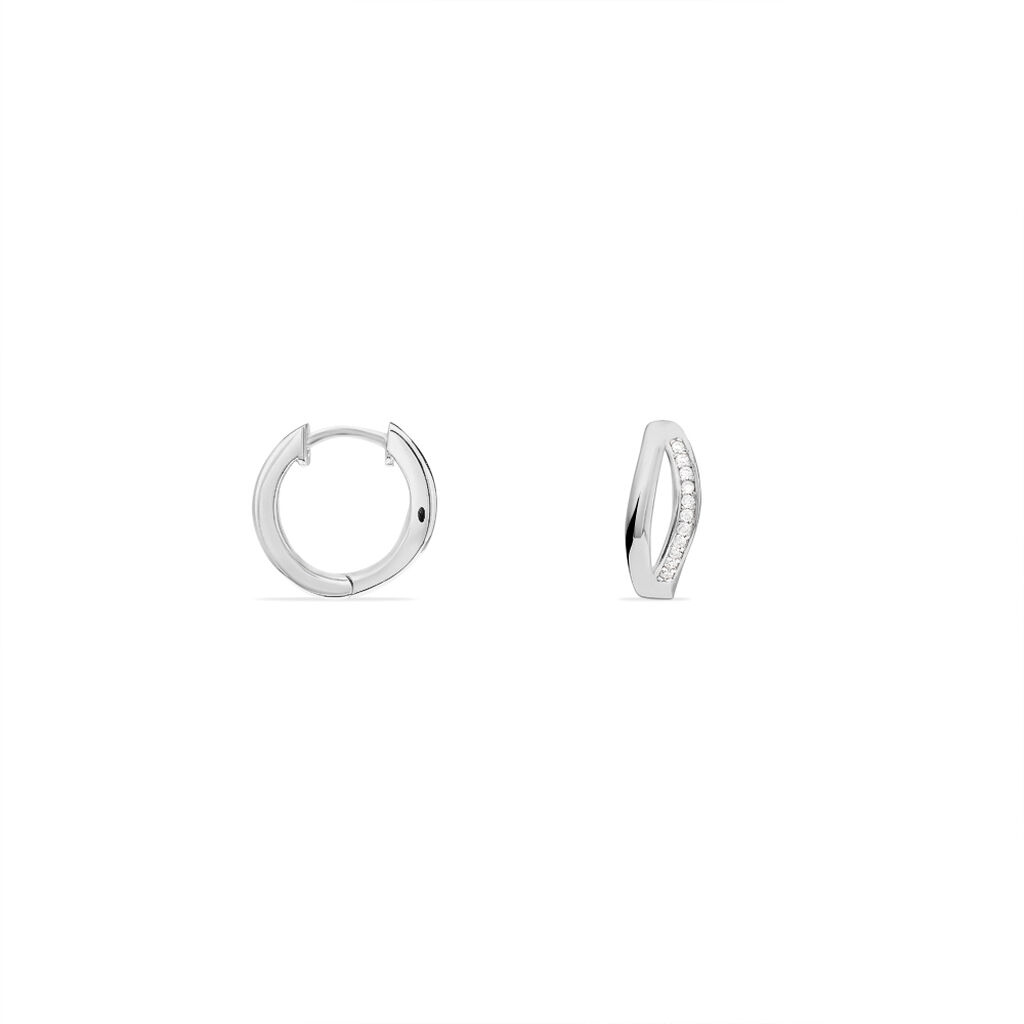 Boucles D'oreilles Celimene Rondes Argent Blanc Oxyde De Zirconium - Boucles d'oreilles créoles Femme | Histoire d’Or