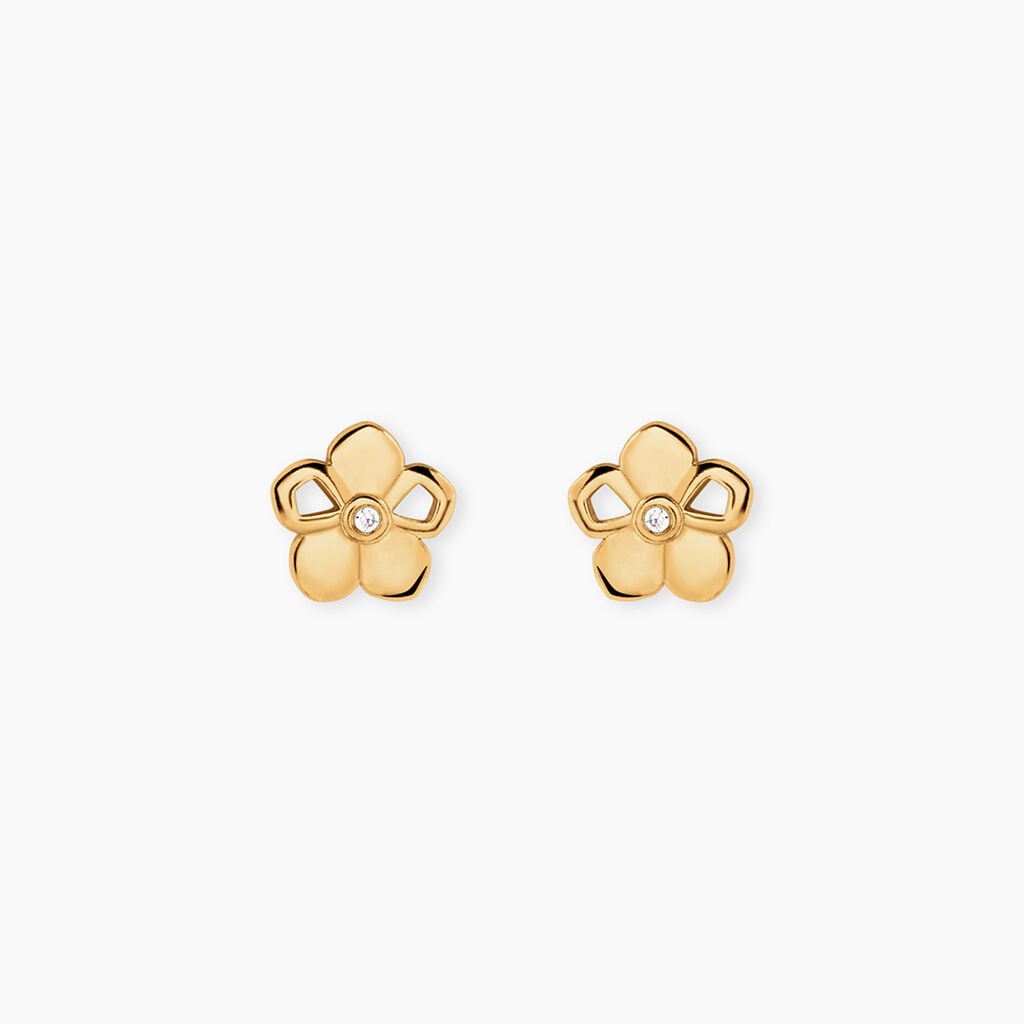 Boucles D'Oreilles Puces Alley Plaqu&eacute; Or Jaune Oxyde De Zirconium - Boucles d'oreilles fantaisie Femme | Histoire d&rsquo;Or