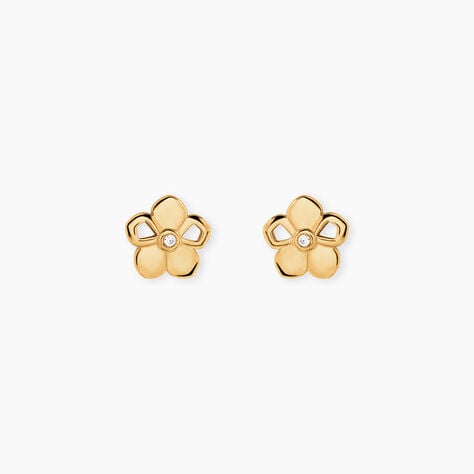 Boucles D'Oreilles Puces Alley Plaqu&eacute; Or Jaune Oxyde De Zirconium - Boucles d'oreilles fantaisie Femme | Histoire d&rsquo;Or