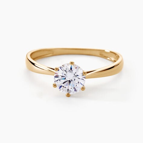 Solitaire Or Jaune Laurian Oxyde De Zirconium Blanc - Bagues solitaires Femme | Histoire d&rsquo;Or