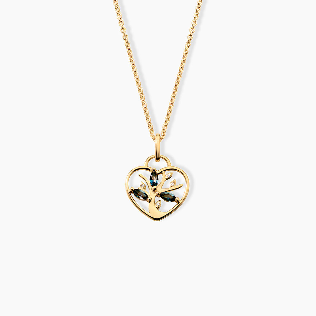 Pendentif Baylee Argent Dor&eacute; A L'Or 750/1000 Topaze Oxyde De Zirconium - F&ecirc;te des m&egrave;res Femme | Histoire d&rsquo;Or