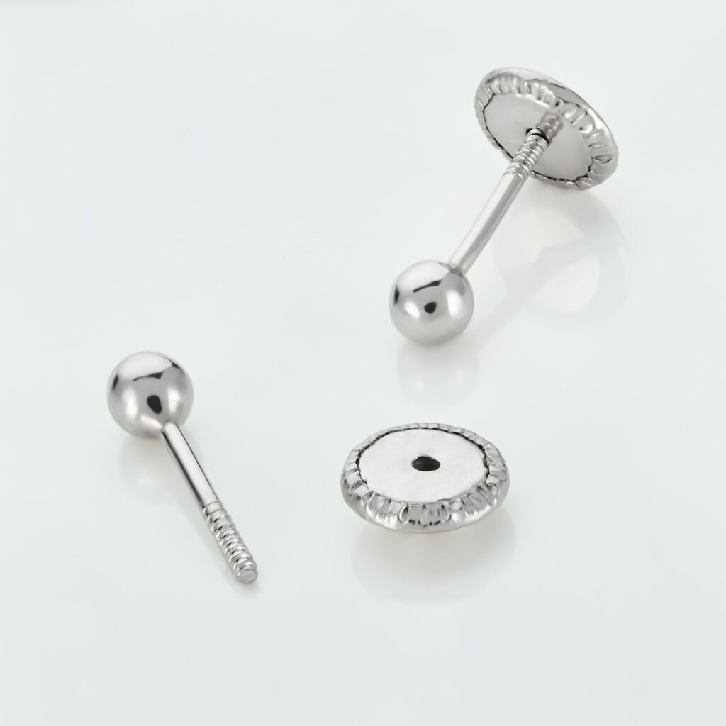 Boucles D'oreilles Puces Or Blanc Fidelia - Clous d'oreilles Famille | Histoire d’Or