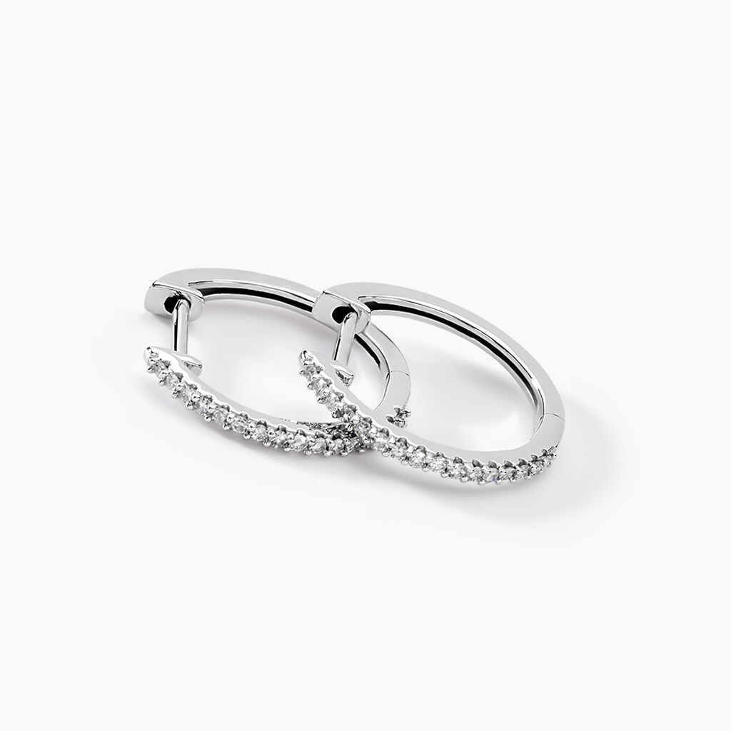 Créoles Aryanna Rondes Or Blanc Diamant - Boucles d'oreilles créoles Femme | Histoire d’Or