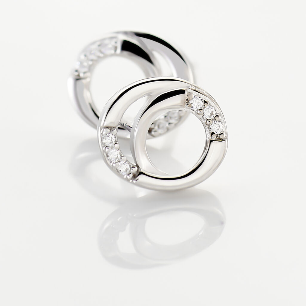 Boucles D'oreilles Puces Annea Argent Blanc Oxyde De Zirconium - Boucles d'oreilles fantaisie Femme | Histoire d’Or