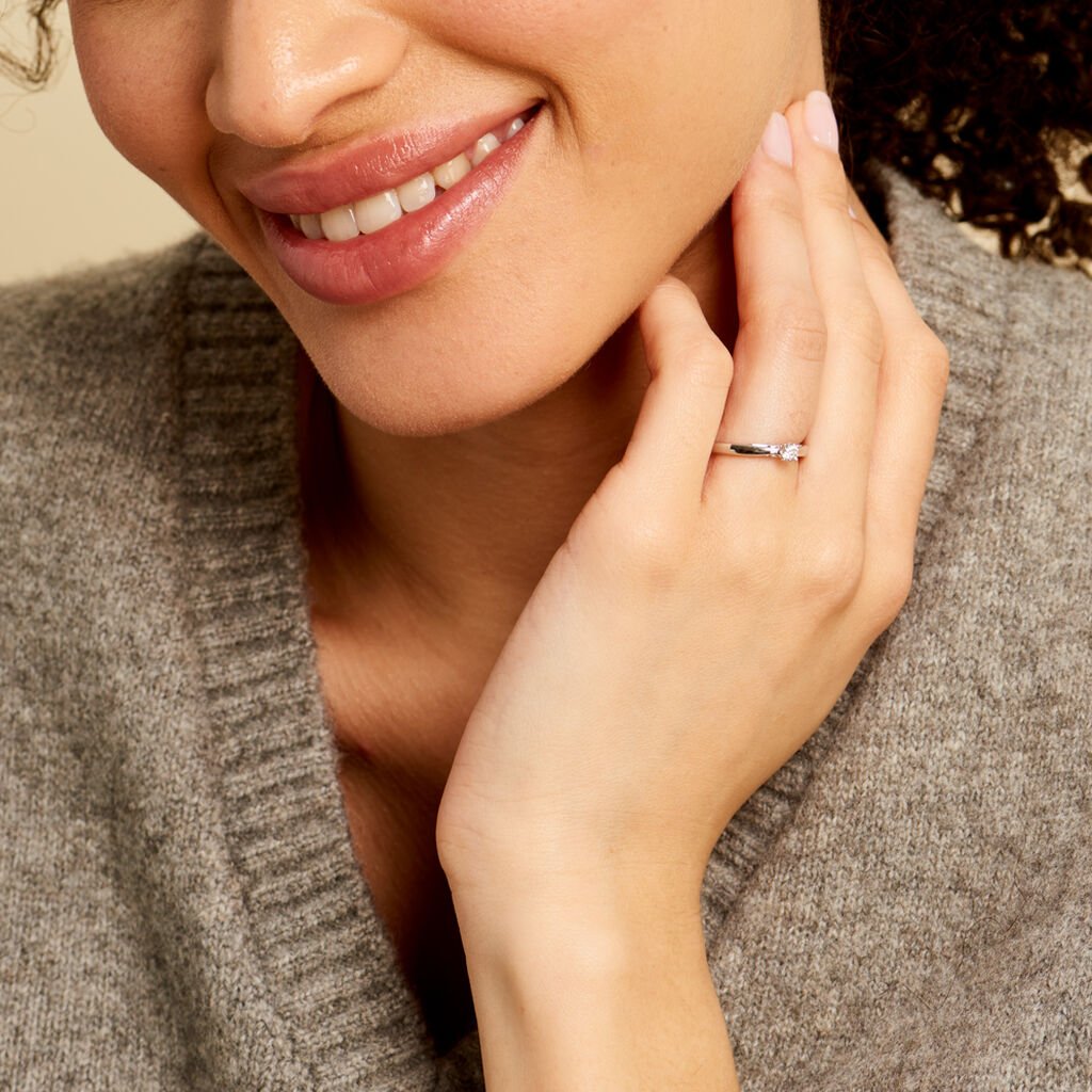 Bague Solitaire Iris Or Blanc Diamant - Bagues solitaires Femme | Histoire d’Or