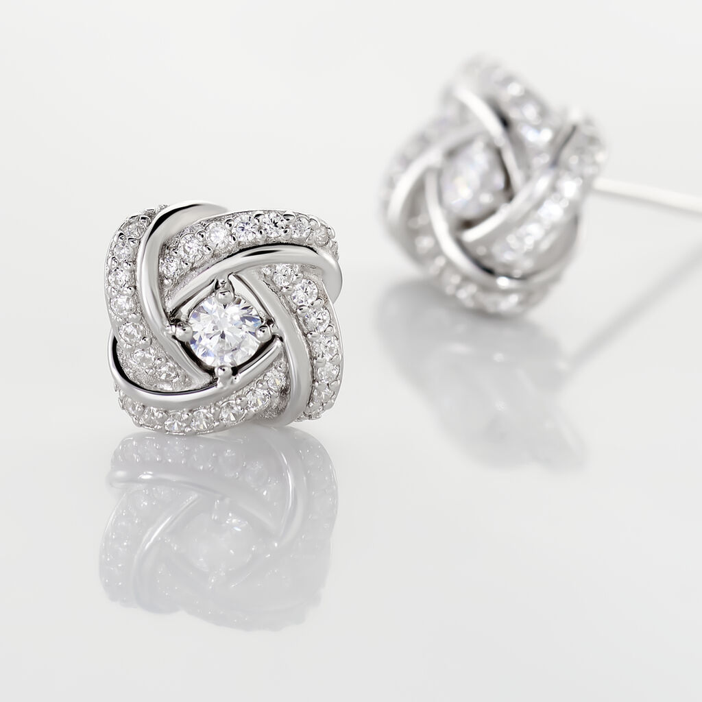 Boucles D'oreilles Puces Anasthase Argent Blanc Oxyde De Zirconium - Boucles d'oreilles fantaisie Femme | Histoire d’Or