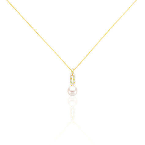 Collier Tesnimae Or Jaune Oxyde De Zirconium Et Perle De Culture - Colliers Femme | Histoire d’Or