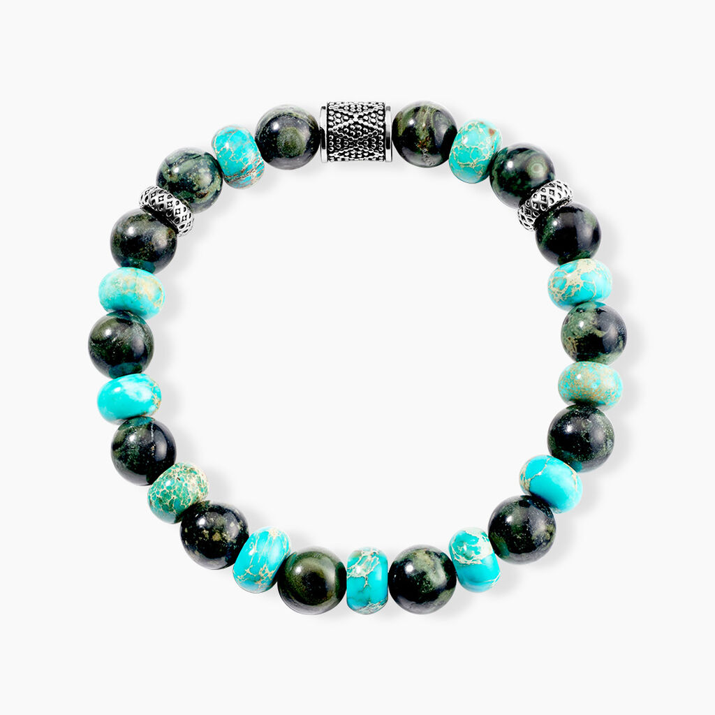 Bracelet Naturel Autres Vert Jaspe Africain - F&ecirc;te des p&egrave;res Homme | Histoire d&rsquo;Or