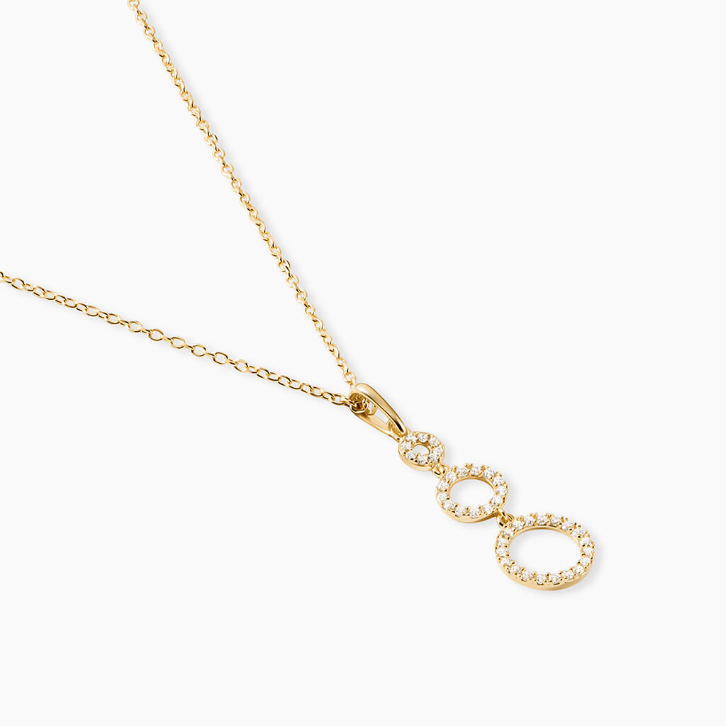 Collier Camron Argent Dor&eacute; A L'Or 750/1000 Oxyde De Zirconium - Colliers Femme | Histoire d&rsquo;Or