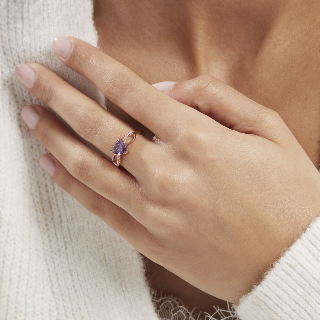 Bague Argent Rose Atieno Oxyde De Zirconium - Bagues solitaires Femme | Histoire d’Or