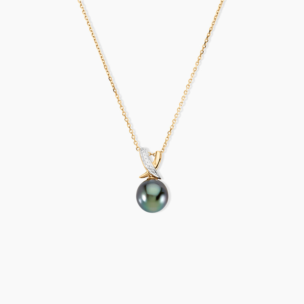 Pendentif Nilma Or Jaune Perle De Culture De Tahiti Et Diamant - Pendentifs Femme | Histoire d&rsquo;Or