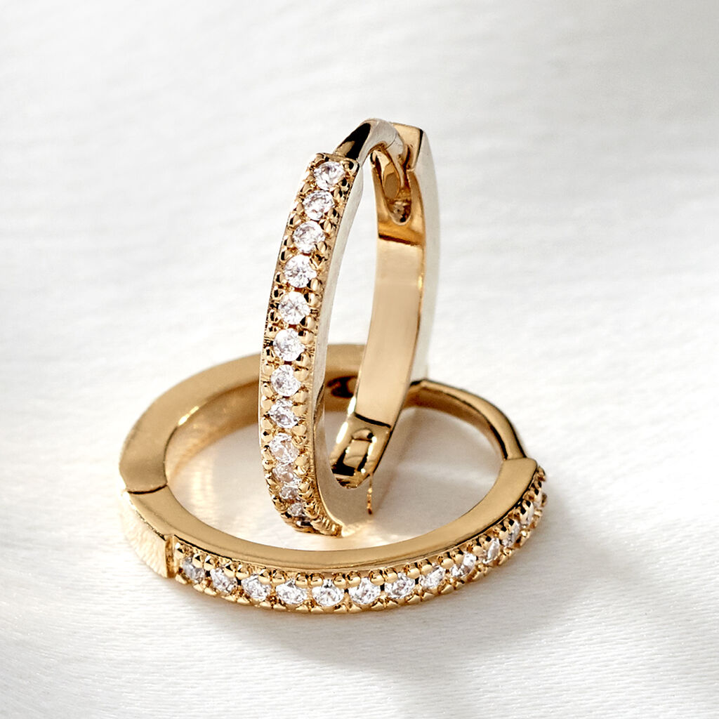 Créoles Kalinda Plaqué Or Jaune Oxyde De Zirconium - Boucles d'oreilles créoles Femme | Histoire d’Or