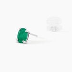 Boucles D'oreilles Puces Ovale Or Blanc Emeraude - Clous d'oreilles Femme | Histoire d&rsquo;Or