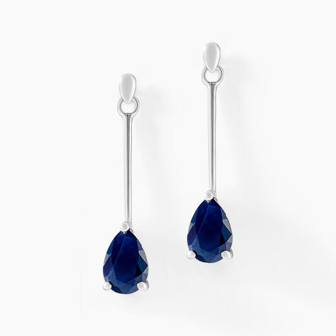 Boucles D'oreilles Pendantes Pluie D'Eclat Or Blanc Saphir - Boucles d'oreilles pendantes Femme | Histoire d&rsquo;Or