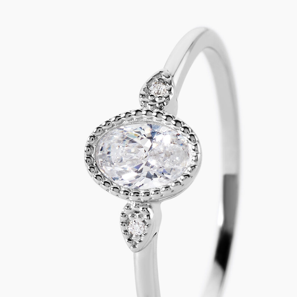 Bague Argent Blanc Afonso Oxyde De Zirconium - Bagues solitaires Femme | Histoire d&rsquo;Or