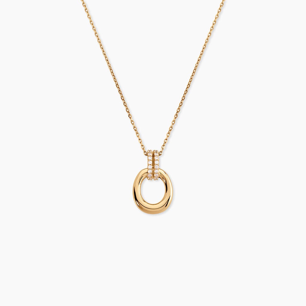 Collier Shiny Bold Plaqu&eacute; Or Jaune Oxyde De Zirconium - Bijoux avec pierres Femme | Histoire d&rsquo;Or