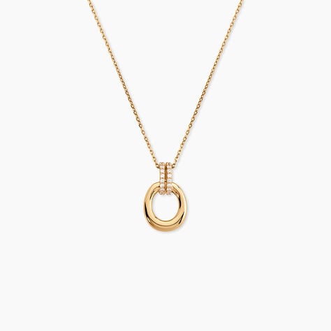 Collier Shiny Bold Plaqu&eacute; Or Jaune Oxyde De Zirconium - Bijoux avec pierres Femme | Histoire d&rsquo;Or
