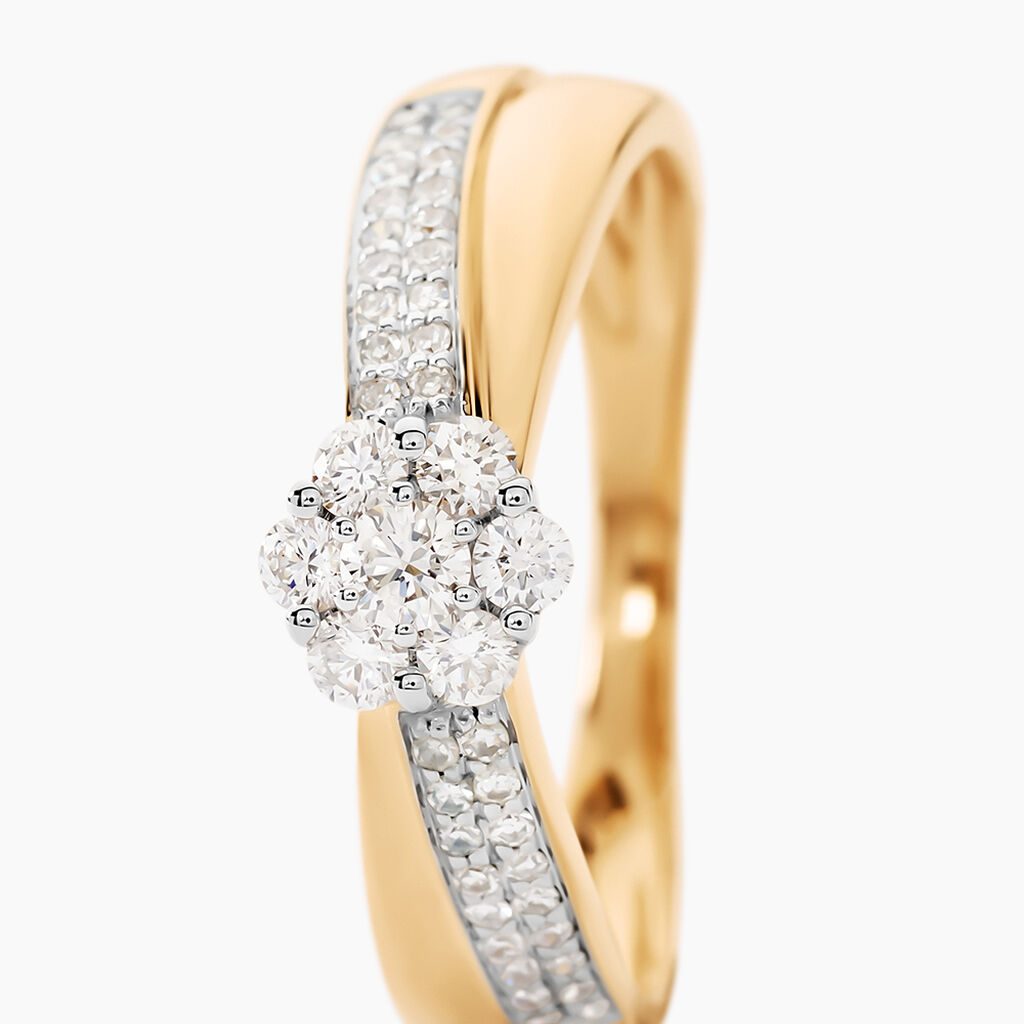 Bague Magnolia Croisee Or Jaune Diamant - Bagues avec pierre Femme | Histoire d&rsquo;Or
