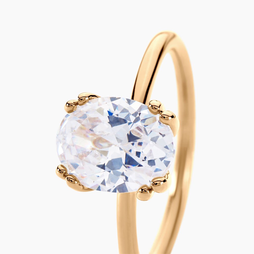 Bague Solitaire Plaqu&eacute; Or Liber Oxyde De Zirconium - Bagues solitaires Femme | Histoire d&rsquo;Or