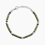 Bracelet Naturel Acier Blanc Jaspe Africain Pierre De Lave - Bracelets Homme | Histoire d&rsquo;Or