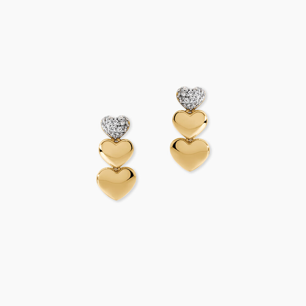 Boucles D'Oreilles Puces Minie Argent Dor&eacute; A L'Or 750/1000 Oxyde De Zirconium - Clous d'oreilles Femme | Histoire d&rsquo;Or