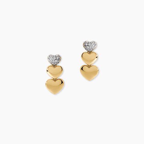 Boucles D'Oreilles Puces Minie Argent Dor&eacute; A L'Or 750/1000 Oxyde De Zirconium - Clous d'oreilles Femme | Histoire d&rsquo;Or