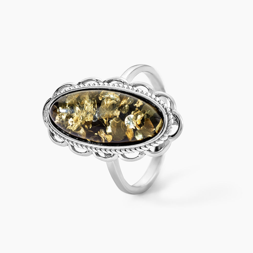 Bague Reetta Argent Blanc Ambre - Bagues solitaires Femme | Histoire d&rsquo;Or