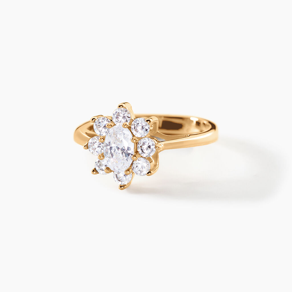 Bague Plaqu&eacute; Or Mahats Oxyde De Zirconium - Bagues solitaires Femme | Histoire d&rsquo;Or