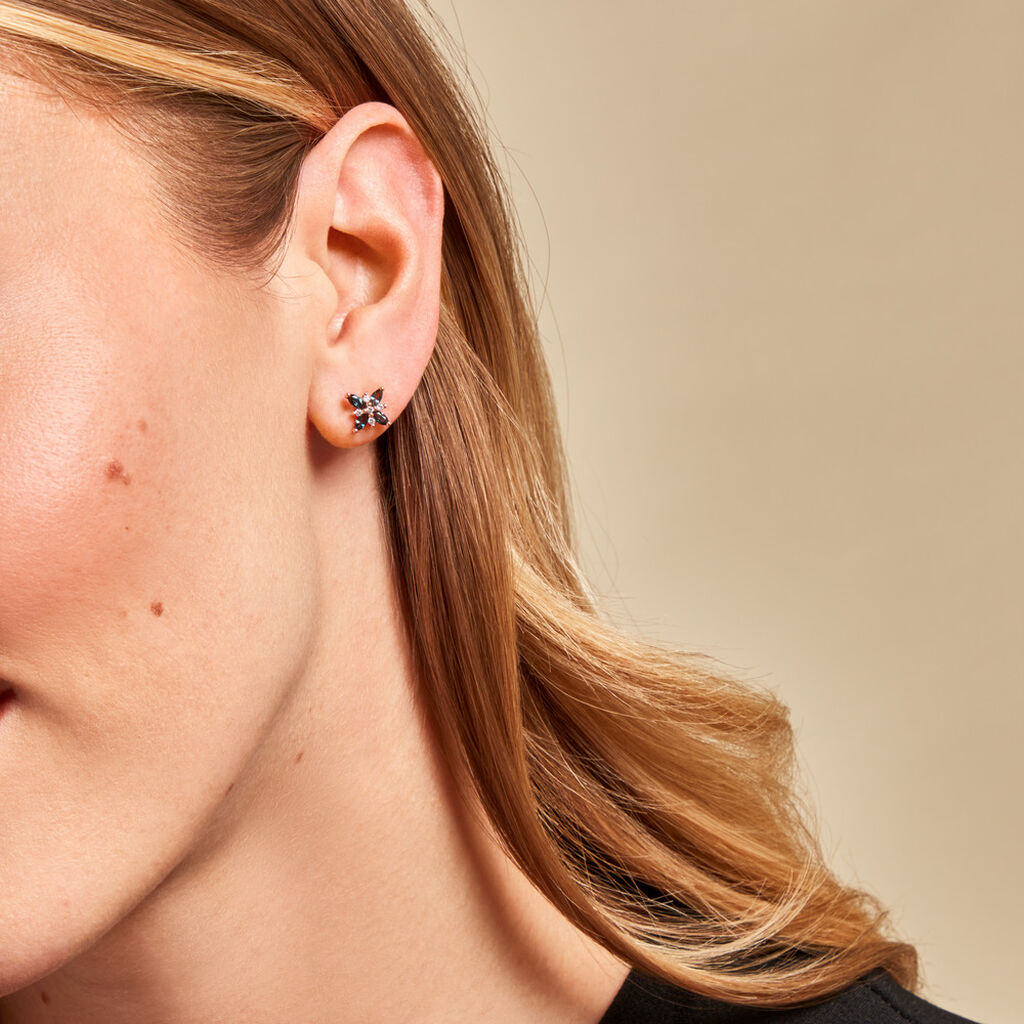 Boucles D'oreilles Puces Anabele Or Rose Topaze Oxyde - Clous d'oreilles Femme | Histoire d’Or