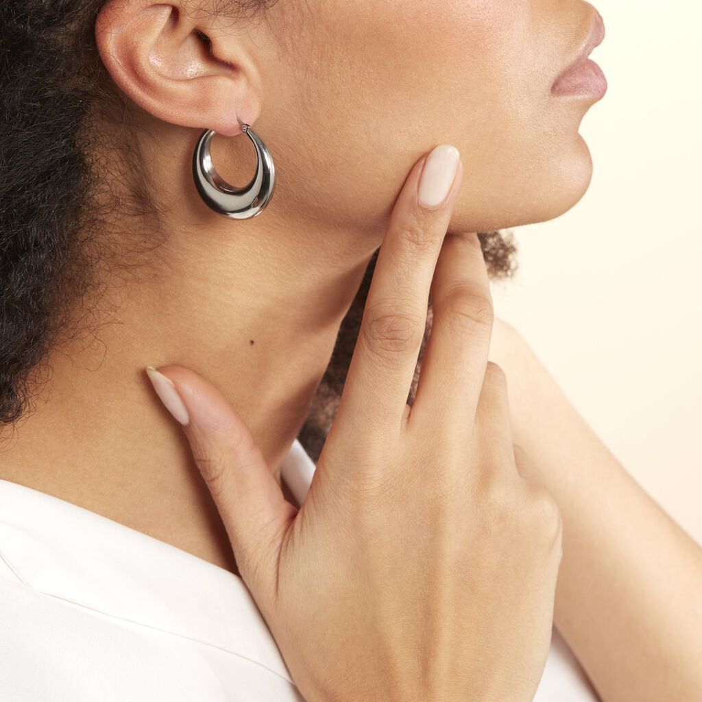 Créoles Creolia Acier Blanc - Boucles d'oreilles créoles Femme | Histoire d’Or