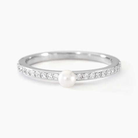 Bague Lua Argent Blanc Perle De Culture Oxyde De Zirconium - Bagues solitaires Femme | Histoire d&rsquo;Or