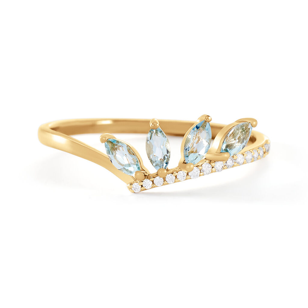 Bague Tiara Or Jaune Topaze Oxyde De Zirconium - Bagues avec pierre Femme | Histoire d’Or