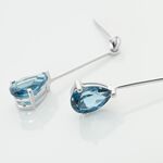 Boucles D'oreilles Pendantes Goutte Or Blanc Topaze Bleu London - Boucles d'oreilles pendantes Femme | Histoire d&rsquo;Or