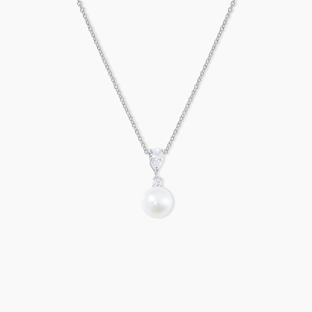 Collier Noame Argent Blanc Perle De Culture Et Oxyde De Zirconium - Colliers fantaisie Femme | Histoire d’Or
