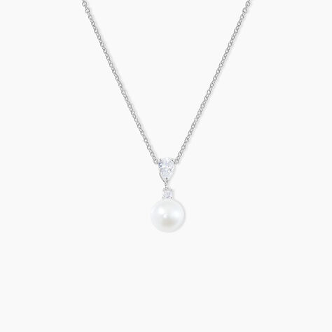 Collier Noame Argent Blanc Perle De Culture Et Oxyde De Zirconium - Colliers fantaisie Femme | Histoire d’Or