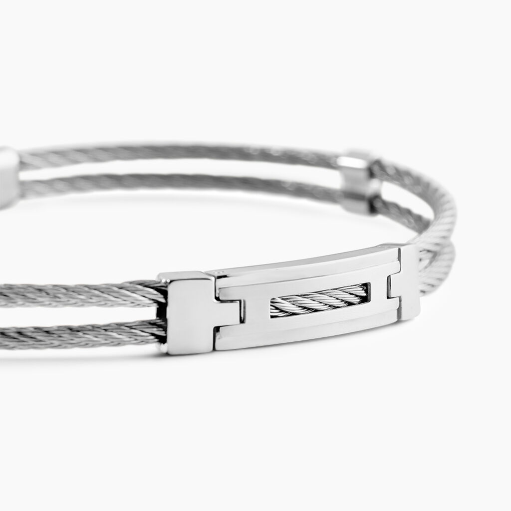 Bracelet Mikkel Acier Blanc - F&ecirc;te des p&egrave;res Homme | Histoire d&rsquo;Or