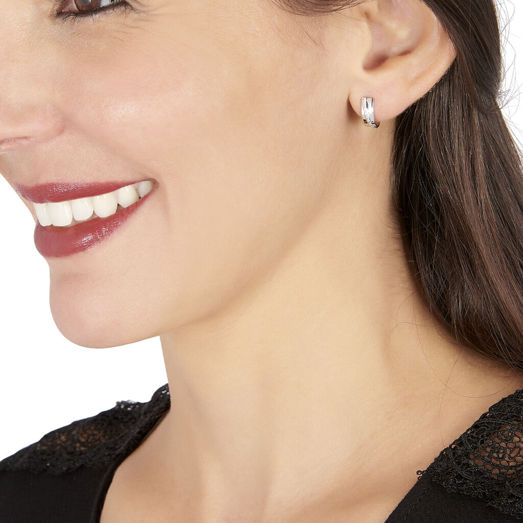 Créoles Timira Rondes Or Blanc Diamant - Boucles d'oreilles créoles Femme | Histoire d’Or
